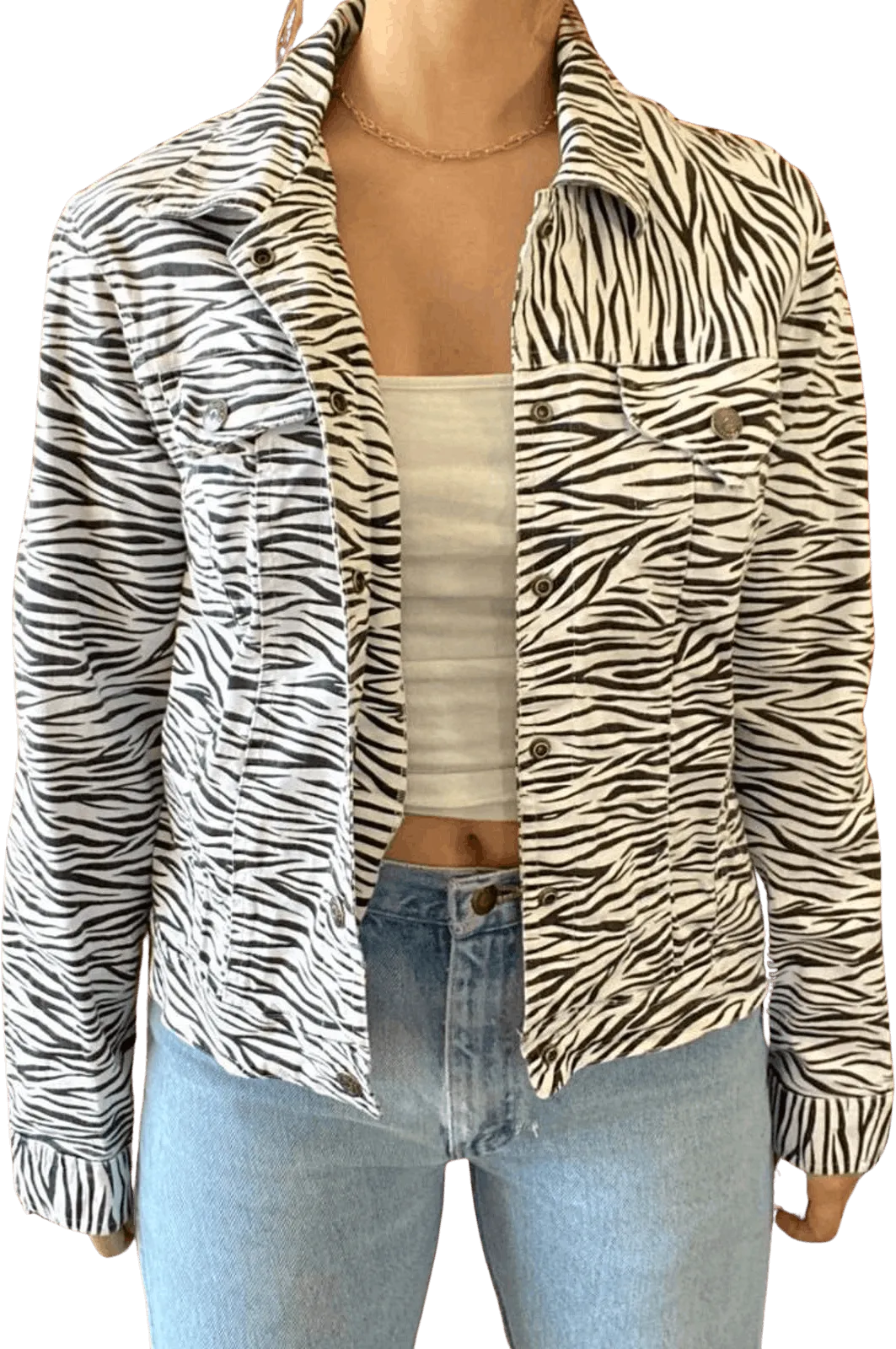 00's Zebra Print Jacket with Button Clasp by Mesmerize