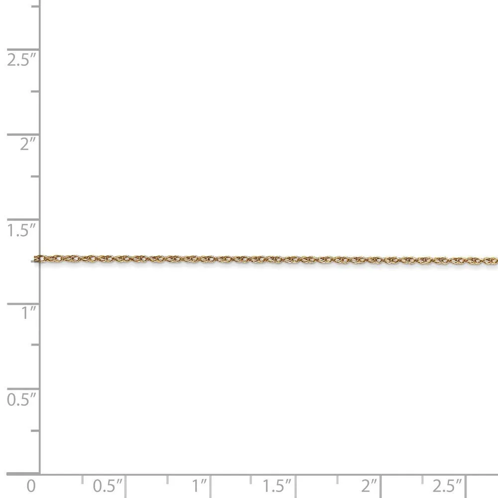 0.7mm, 14k Yellow Gold, Cable Rope Chain Necklace