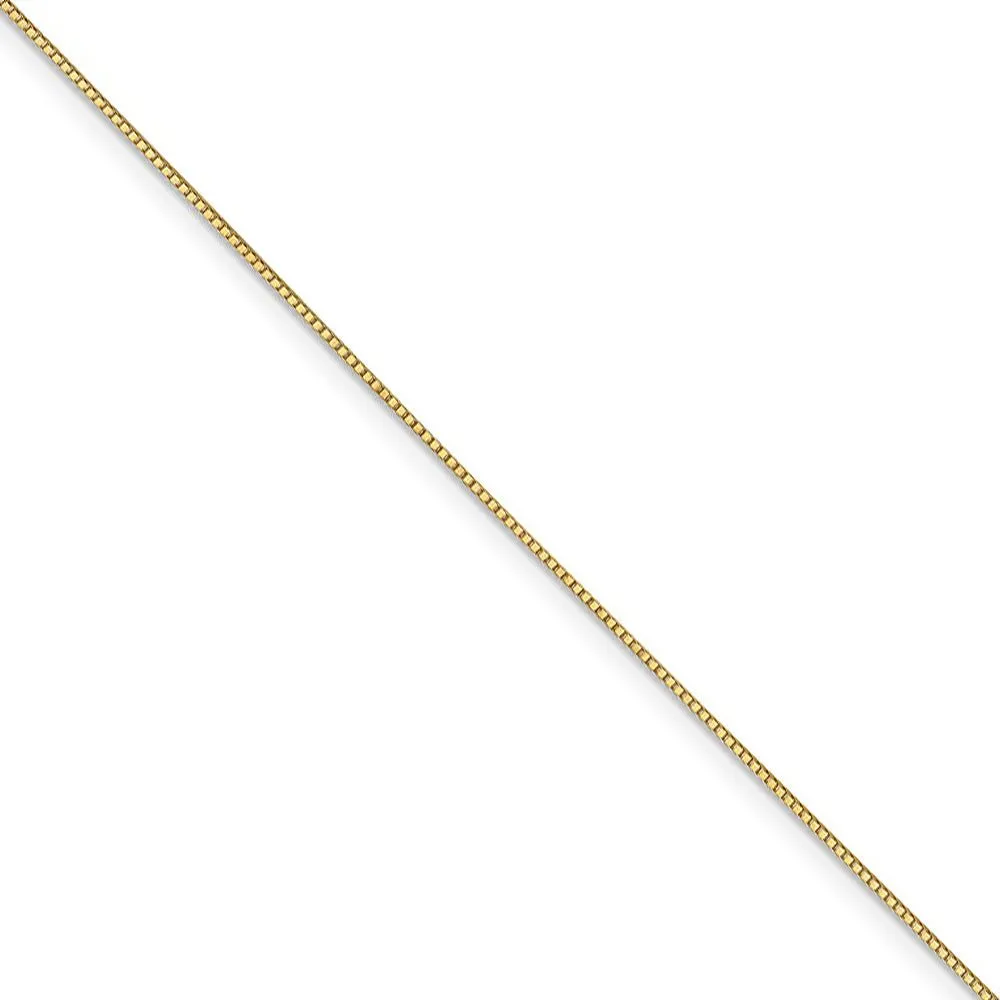 0.8mm 14k Yellow Gold Solid Box Chain Lobster Clasp Necklace