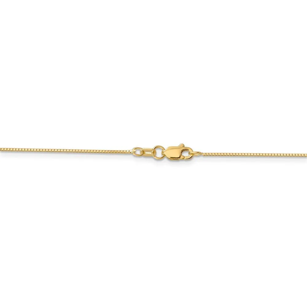 0.8mm 14k Yellow Gold Solid Box Chain Lobster Clasp Necklace