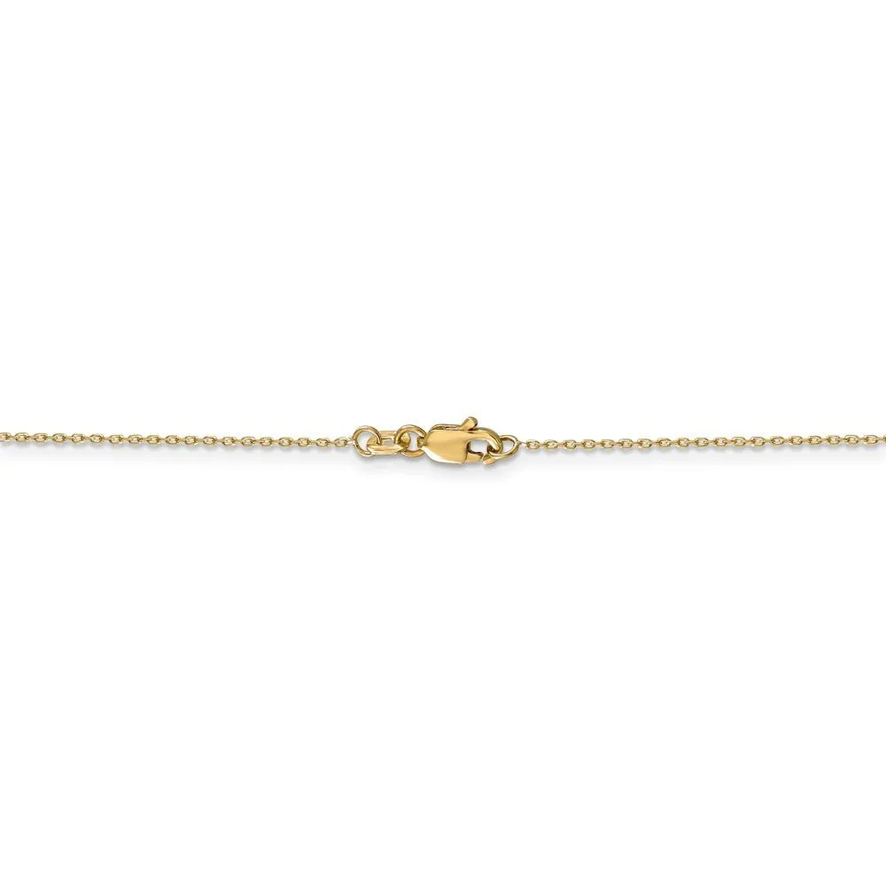 0.8mm 14k Yellow Gold Solid Diamond Cut Cable Chain Necklace