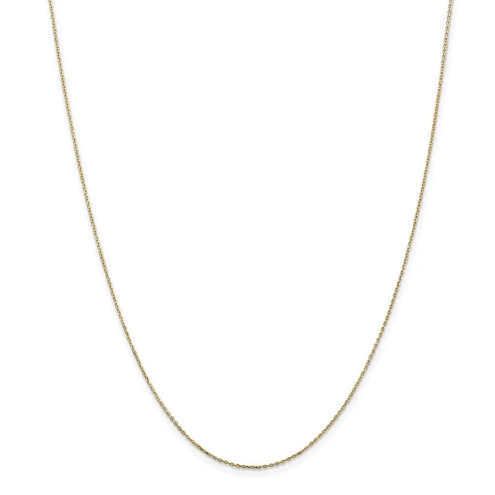 0.8mm 14k Yellow Gold Solid Diamond Cut Cable Chain Necklace