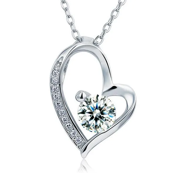 1 Carat Silver Heart Shape Necklace