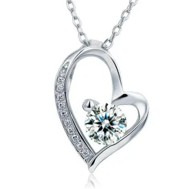 1 Carat Silver Heart Shape Necklace