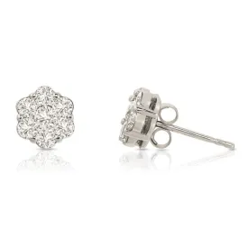 10k White Gold Diamond Stud Cluster Earrings 1 Ctw