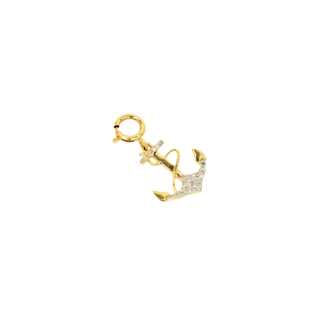 10k Yellow Gold and Diamond 'Anchor' Charm - 10062