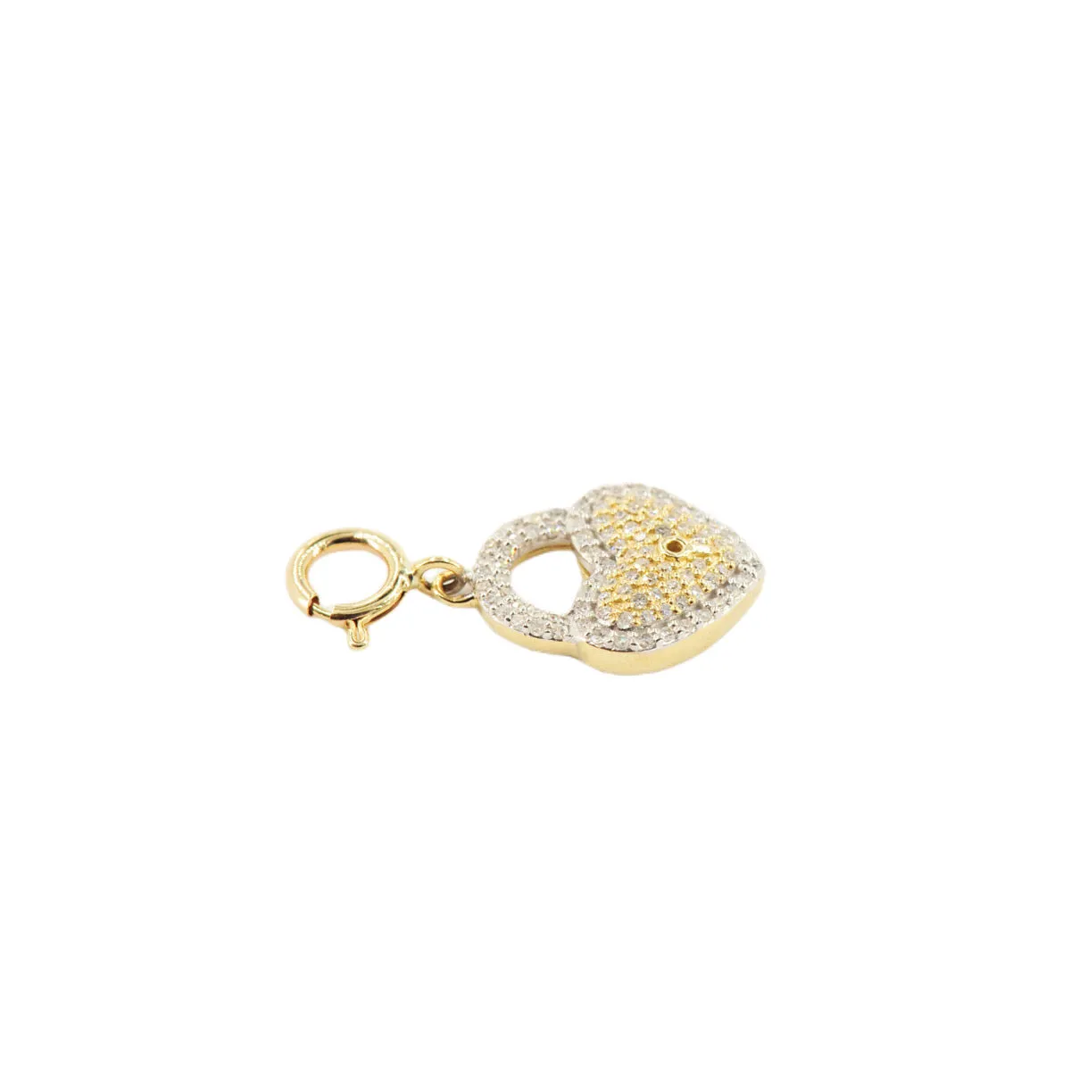 10k Yellow Gold and Diamond 'Heart Lock' Charm - 10056