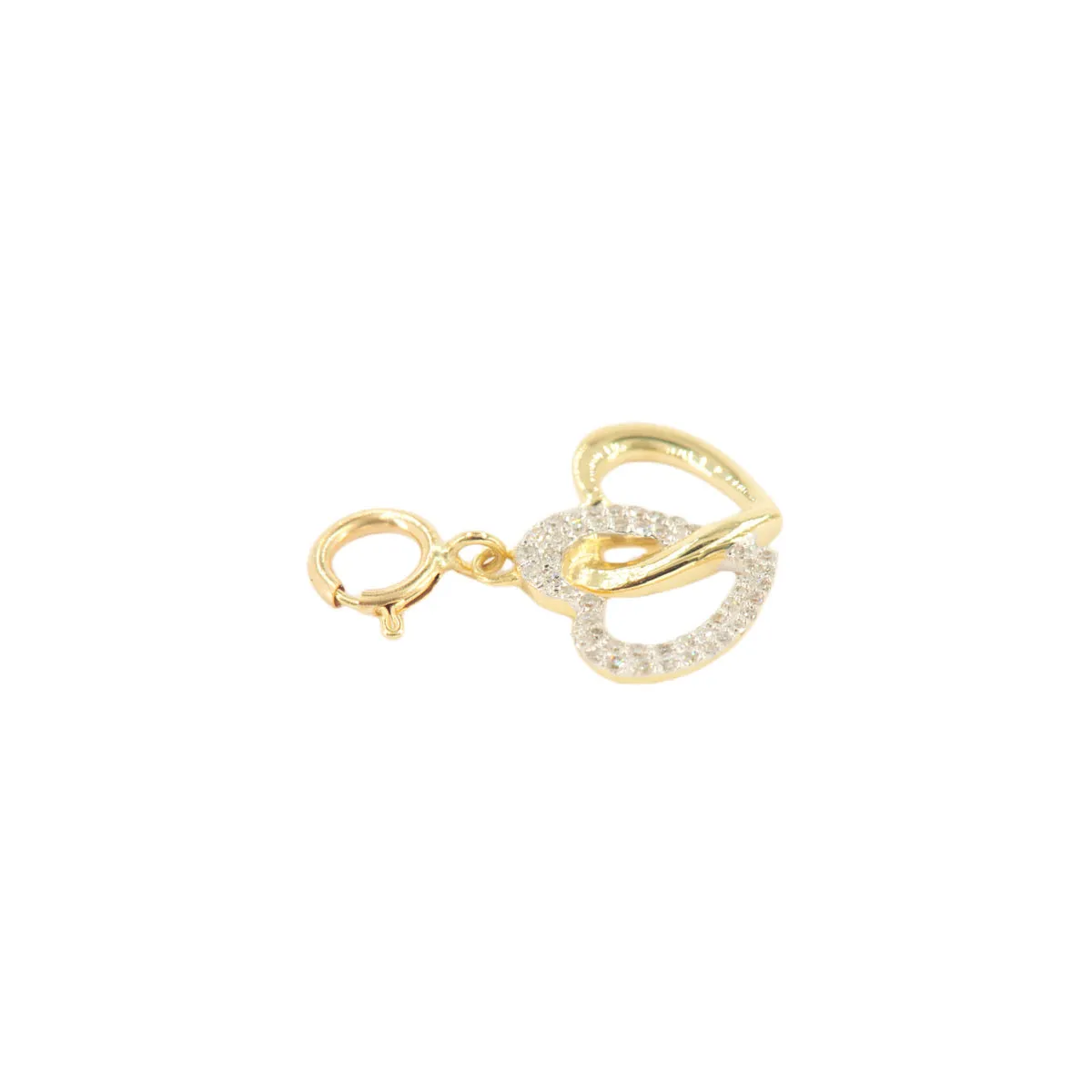 10k Yellow Gold and Diamond 'Interlocking Heart' Charm - 10026