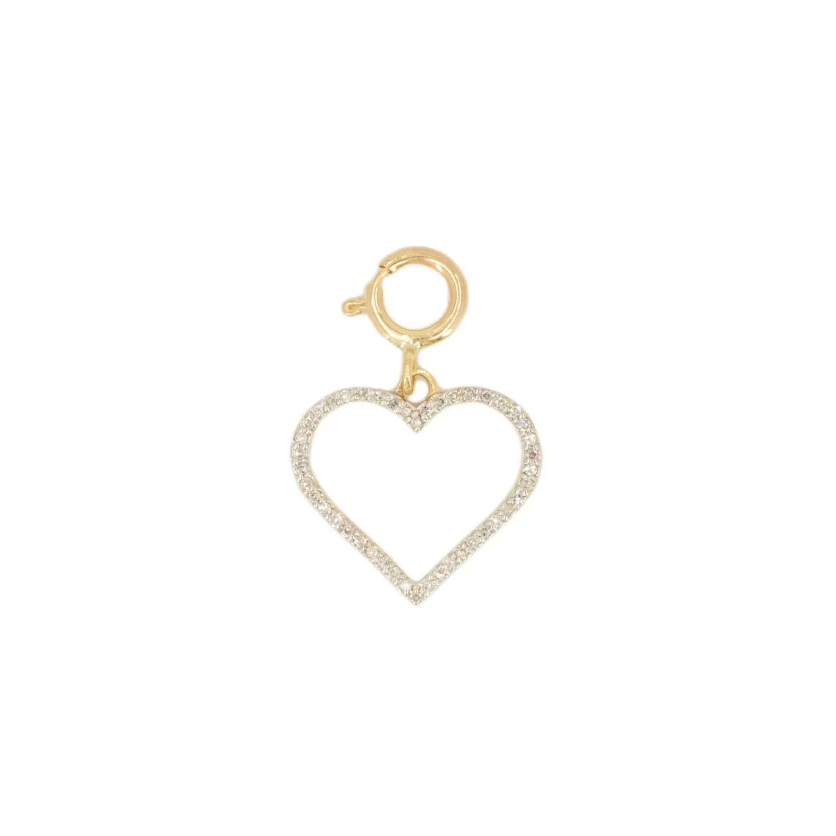 10k Yellow gold and Diamond 'Open Heart' Charm - 10009