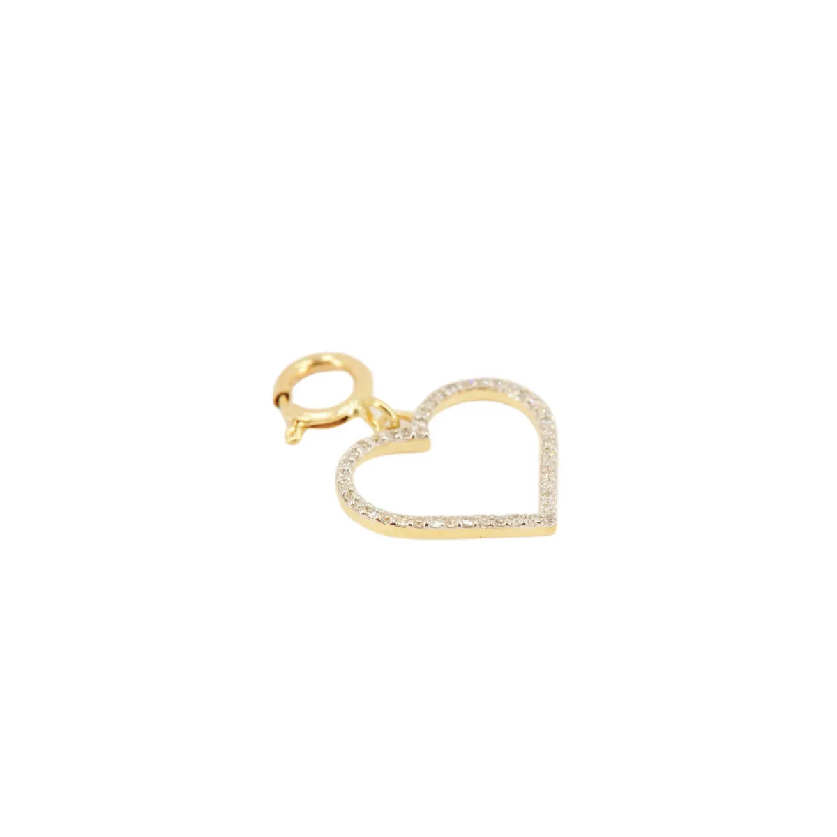 10k Yellow gold and Diamond 'Open Heart' Charm - 10009