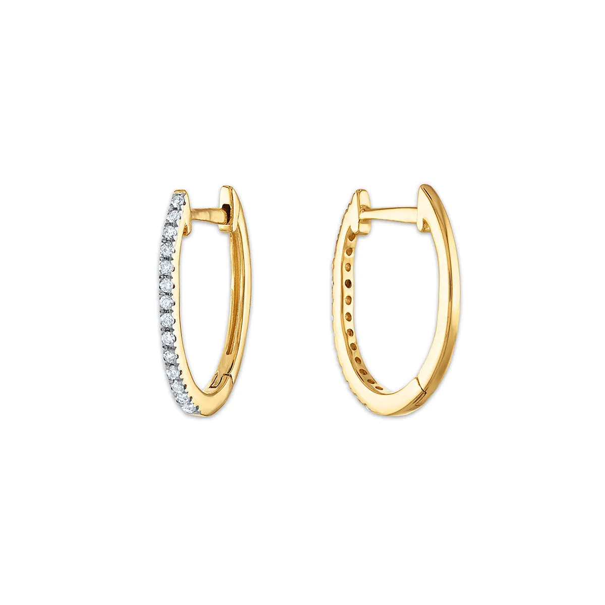 1/10 CTW Diamond Oval Hoop Earrings in 10KT Yellow Gold