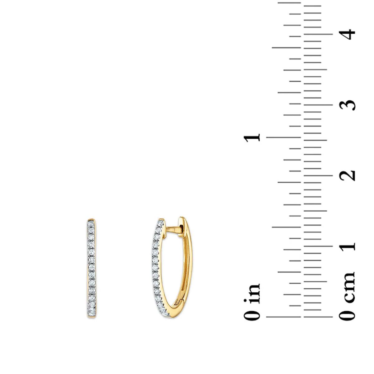 1/10 CTW Diamond Oval Hoop Earrings in 10KT Yellow Gold