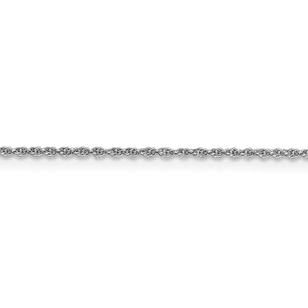 1.1mm, 14K White Gold, Solid Baby Rope Chain Necklace