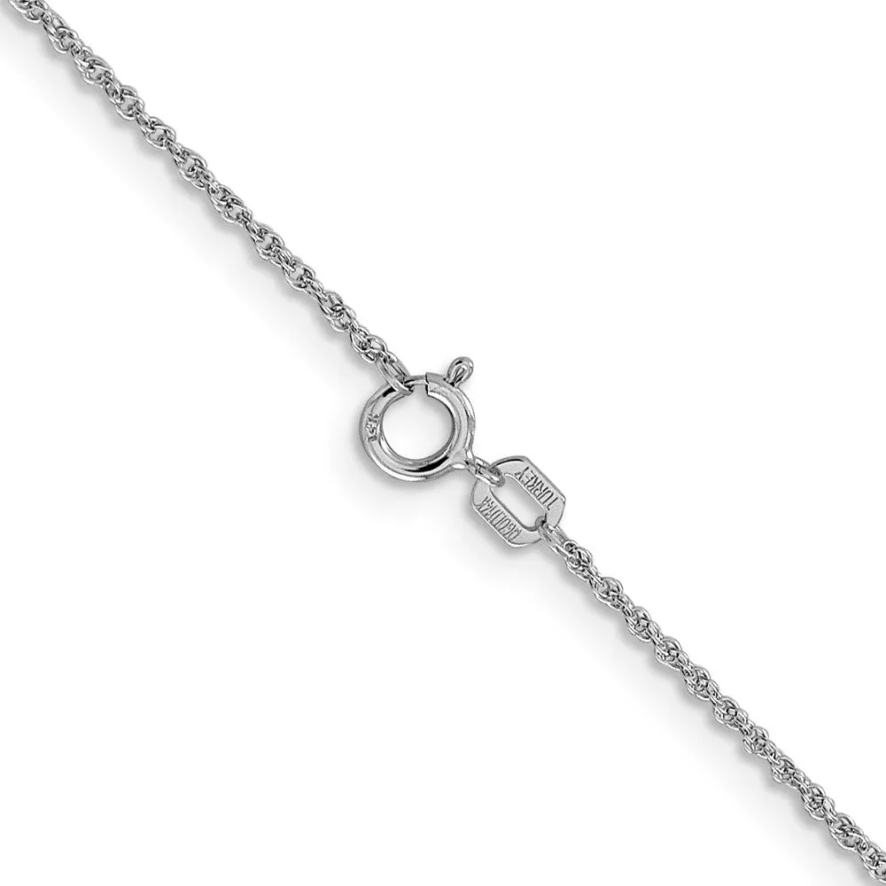 1.1mm, 14K White Gold, Solid Baby Rope Chain Necklace