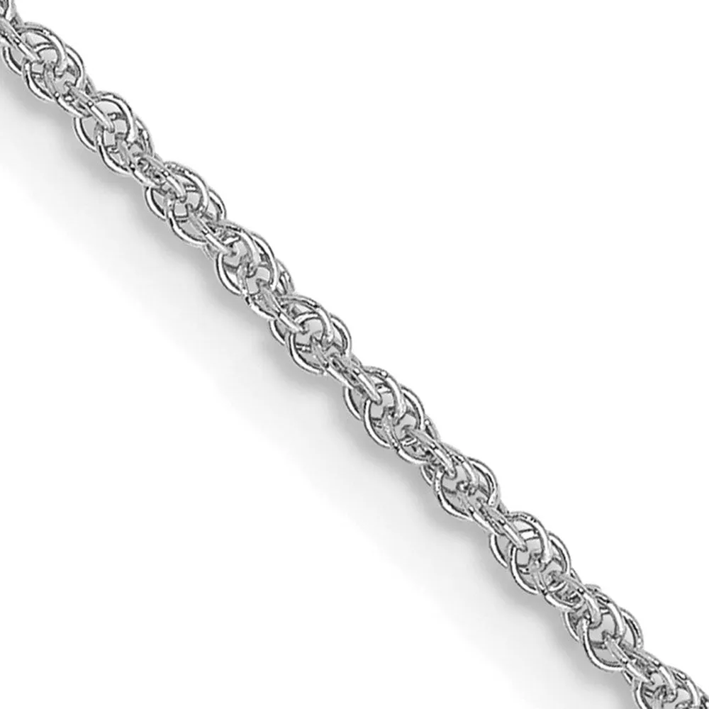 1.1mm, 14K White Gold, Solid Baby Rope Chain Necklace