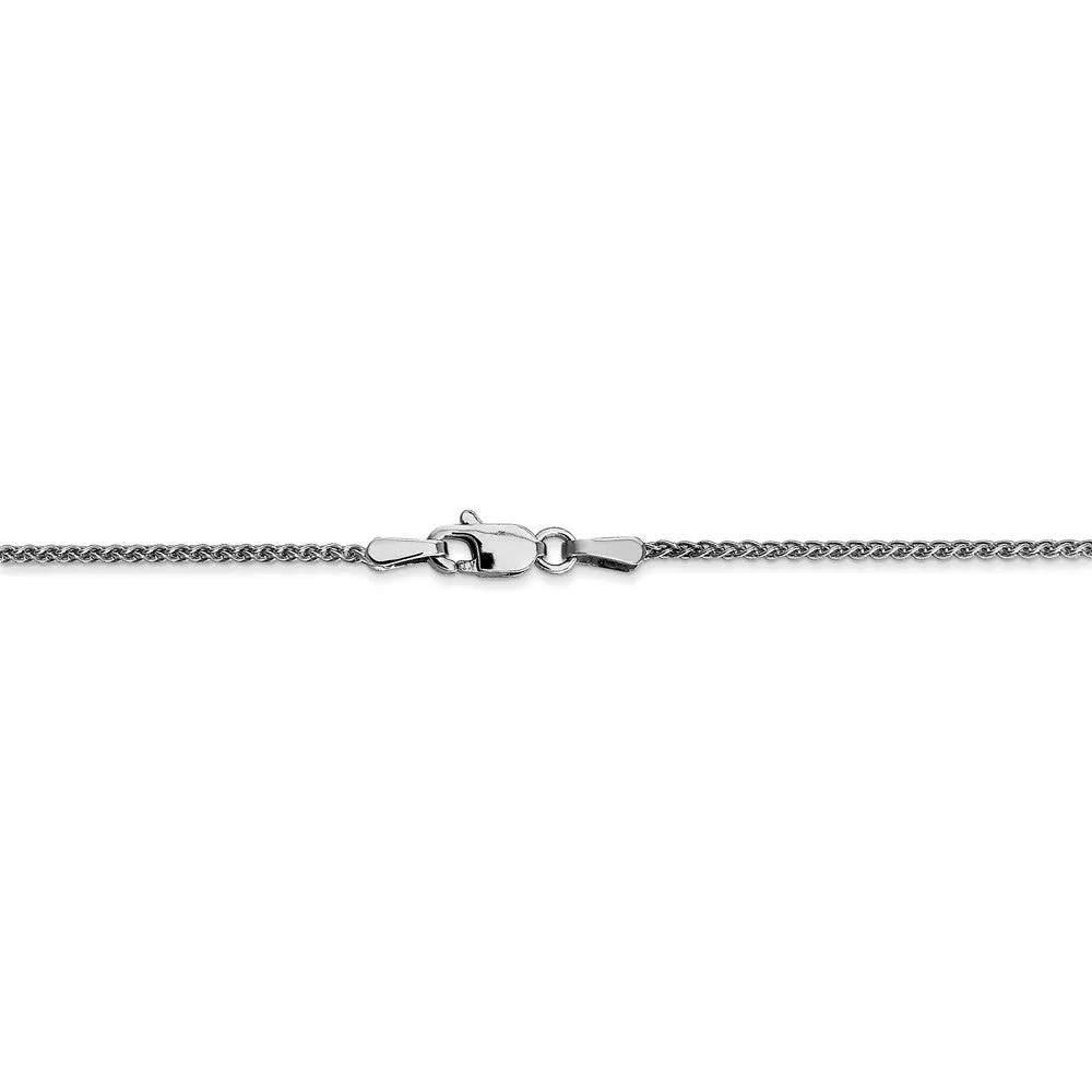 1.2mm 14k White Gold Solid Wheat Chain Necklace