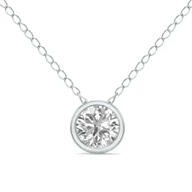 1/3 Carat Lab Grown Diamond Bezel Pendant In 14K White Gold