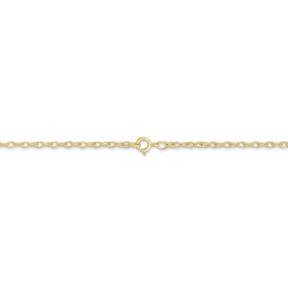 1.35mm, 14k Yellow Gold, Cable Rope Chain Necklace