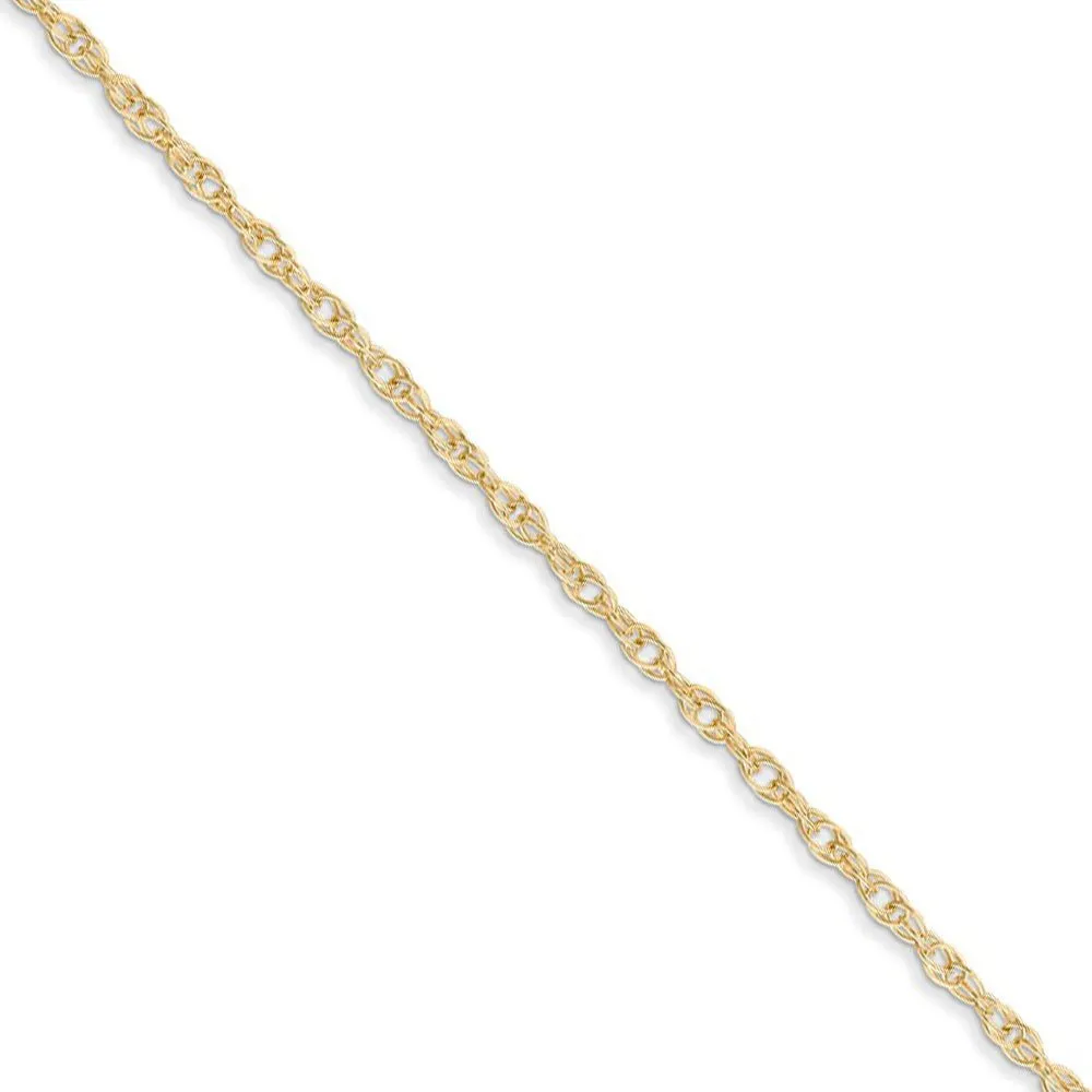 1.35mm, 14k Yellow Gold, Cable Rope Chain Necklace