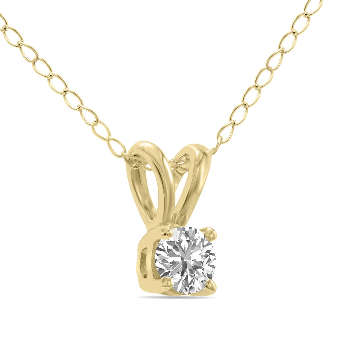 1/4 Carat Lab Grown Diamond Round Solitaire Pendant In 14K Yellow Gold