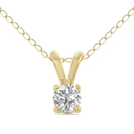 1/4 Carat Lab Grown Diamond Round Solitaire Pendant In 14K Yellow Gold