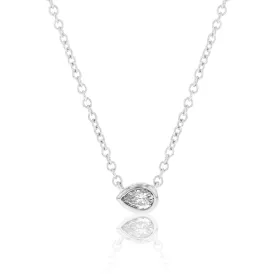 14ct white Gold 1/10 Carat Diamond Pendant On 45cm Chain