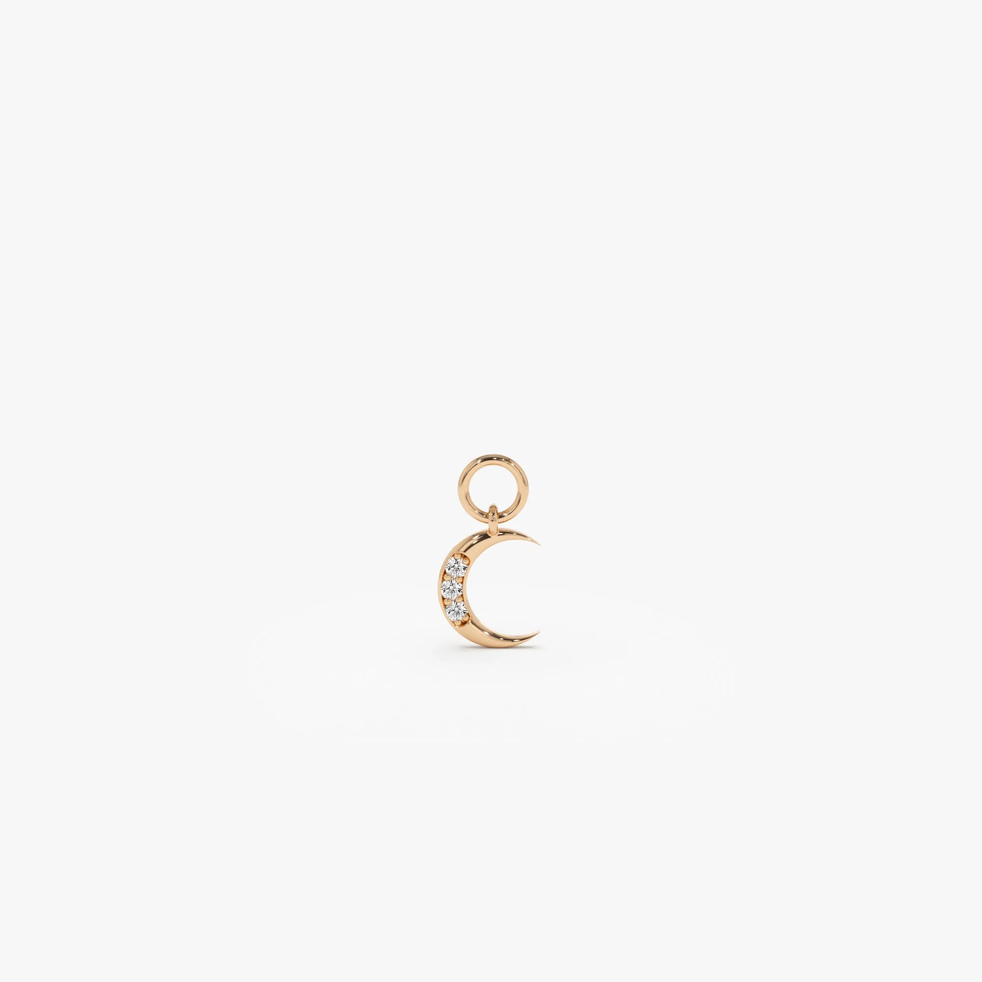 14k Diamond Crescent Hoop Charm