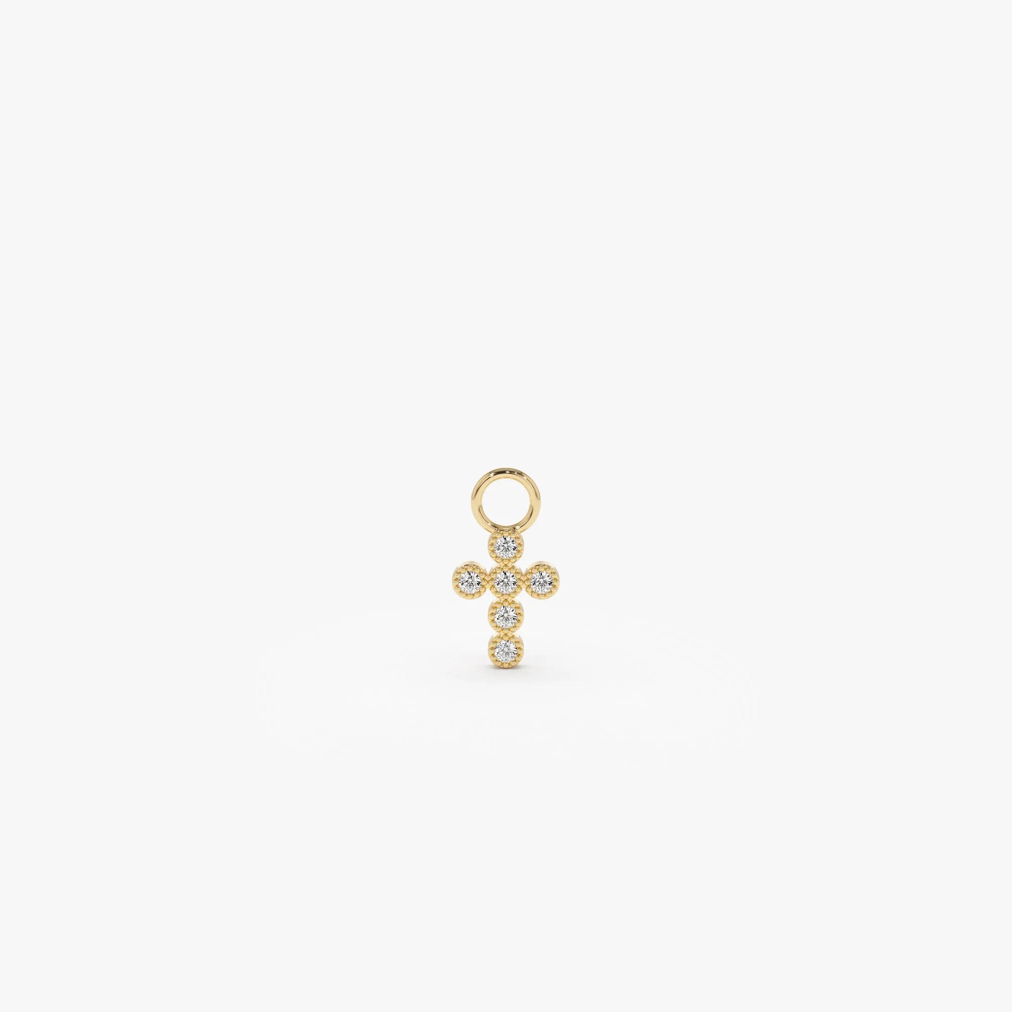 14k Diamond Cross Hoop Charm