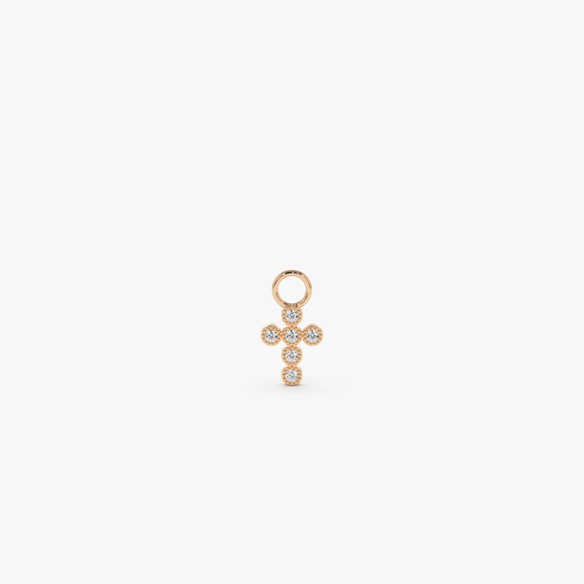 14k Diamond Cross Hoop Charm