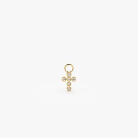 14k Diamond Cross Hoop Charm