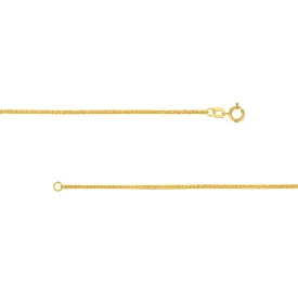 14k Gold 1.5mm Square Wheat Chain Necklace with Spring Ring - Yellow Gold or White Gold