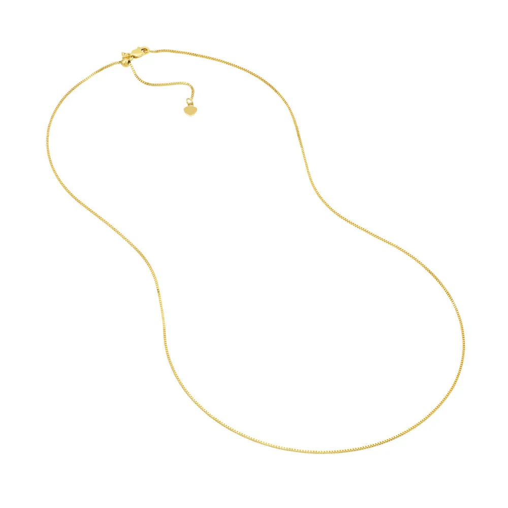 14k Gold Box Chain with Slider Bead