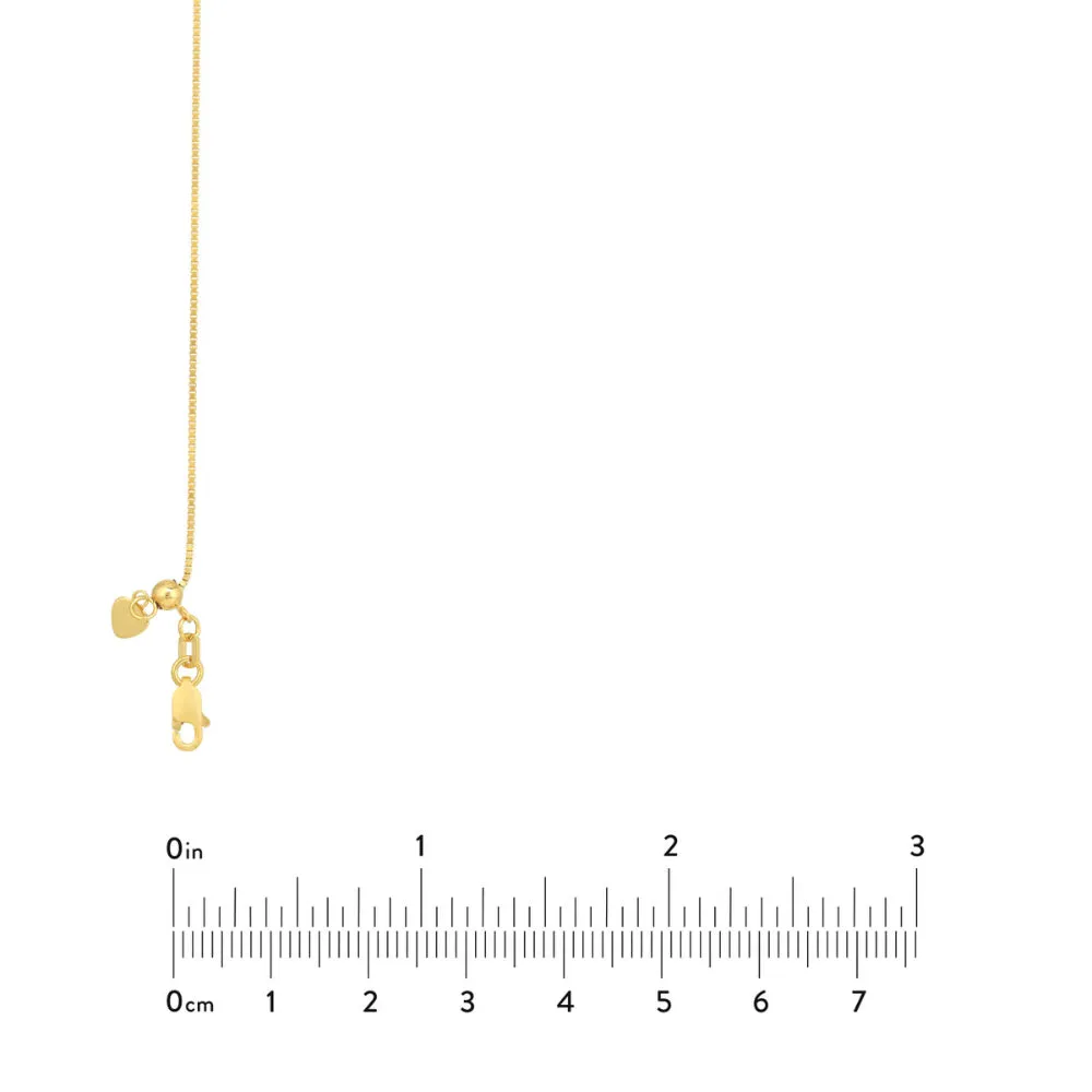 14k Gold Box Chain with Slider Bead