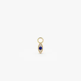 14k Gold Evil Eye Hoop Charm