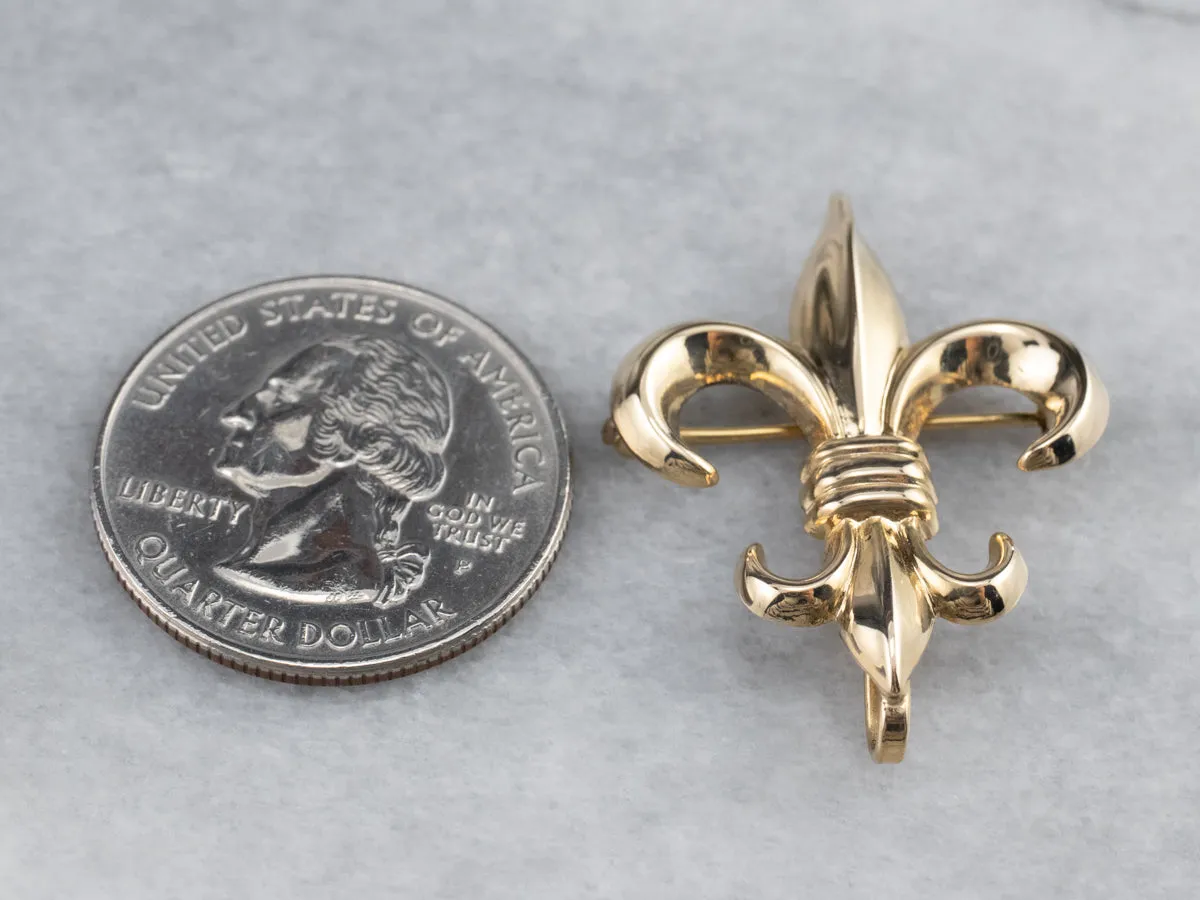 14K Gold Fleur de Lis Watch Pin