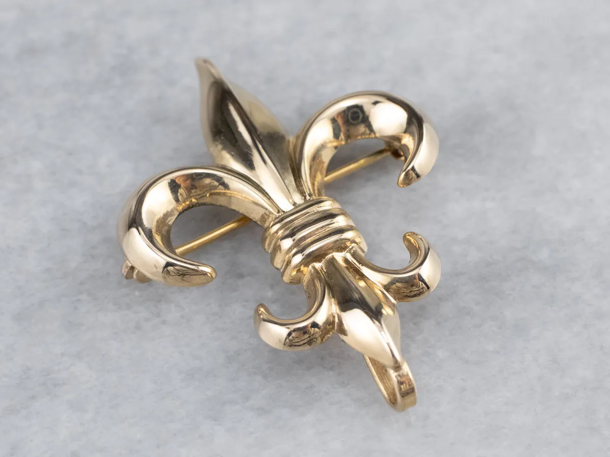 14K Gold Fleur de Lis Watch Pin