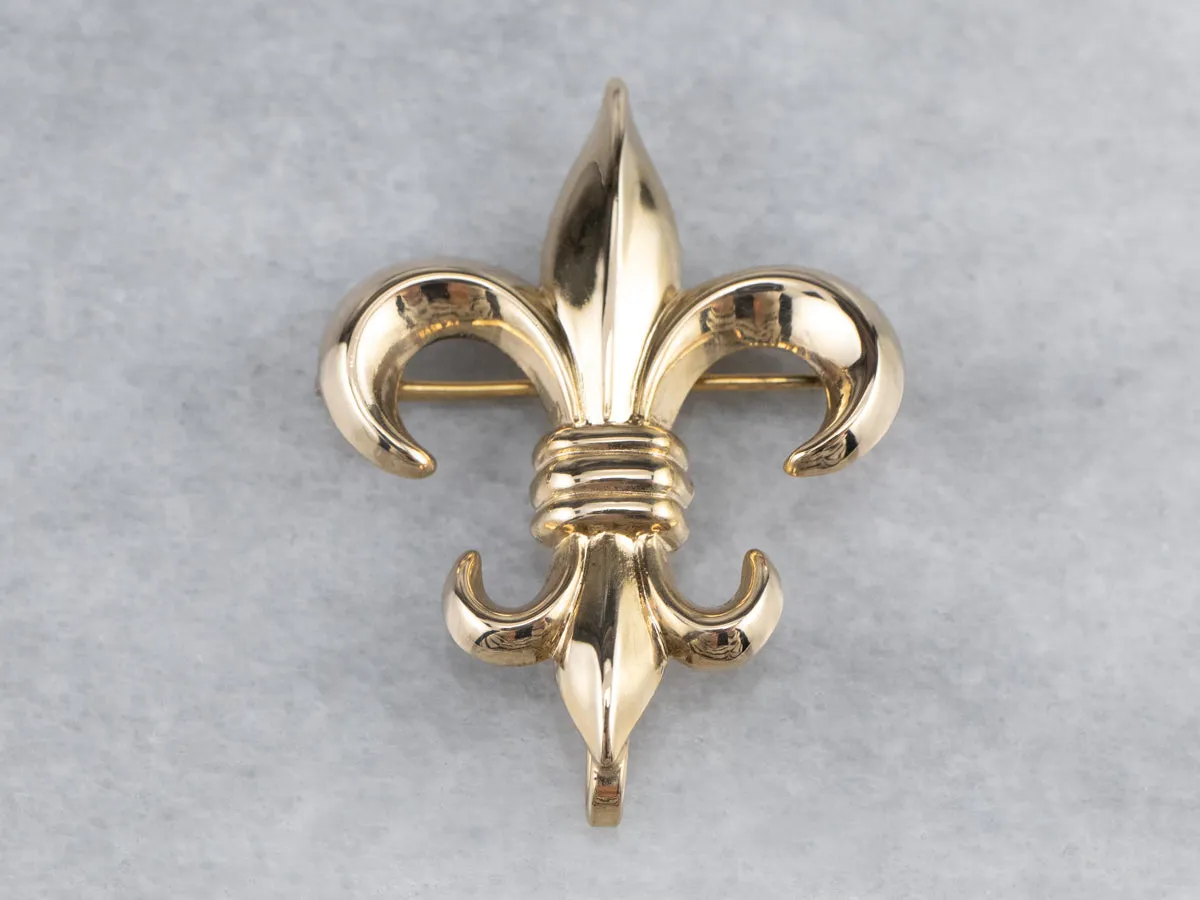 14K Gold Fleur de Lis Watch Pin