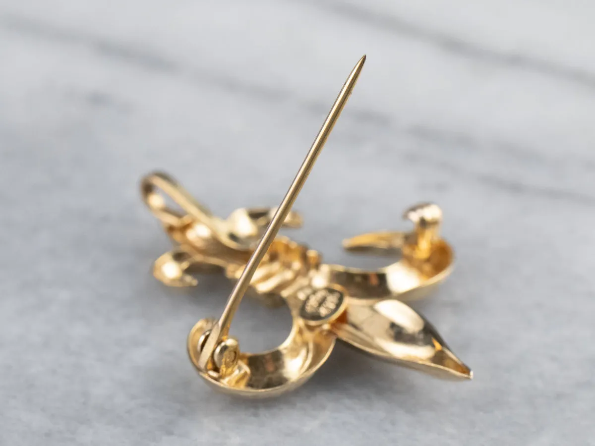 14K Gold Fleur de Lis Watch Pin