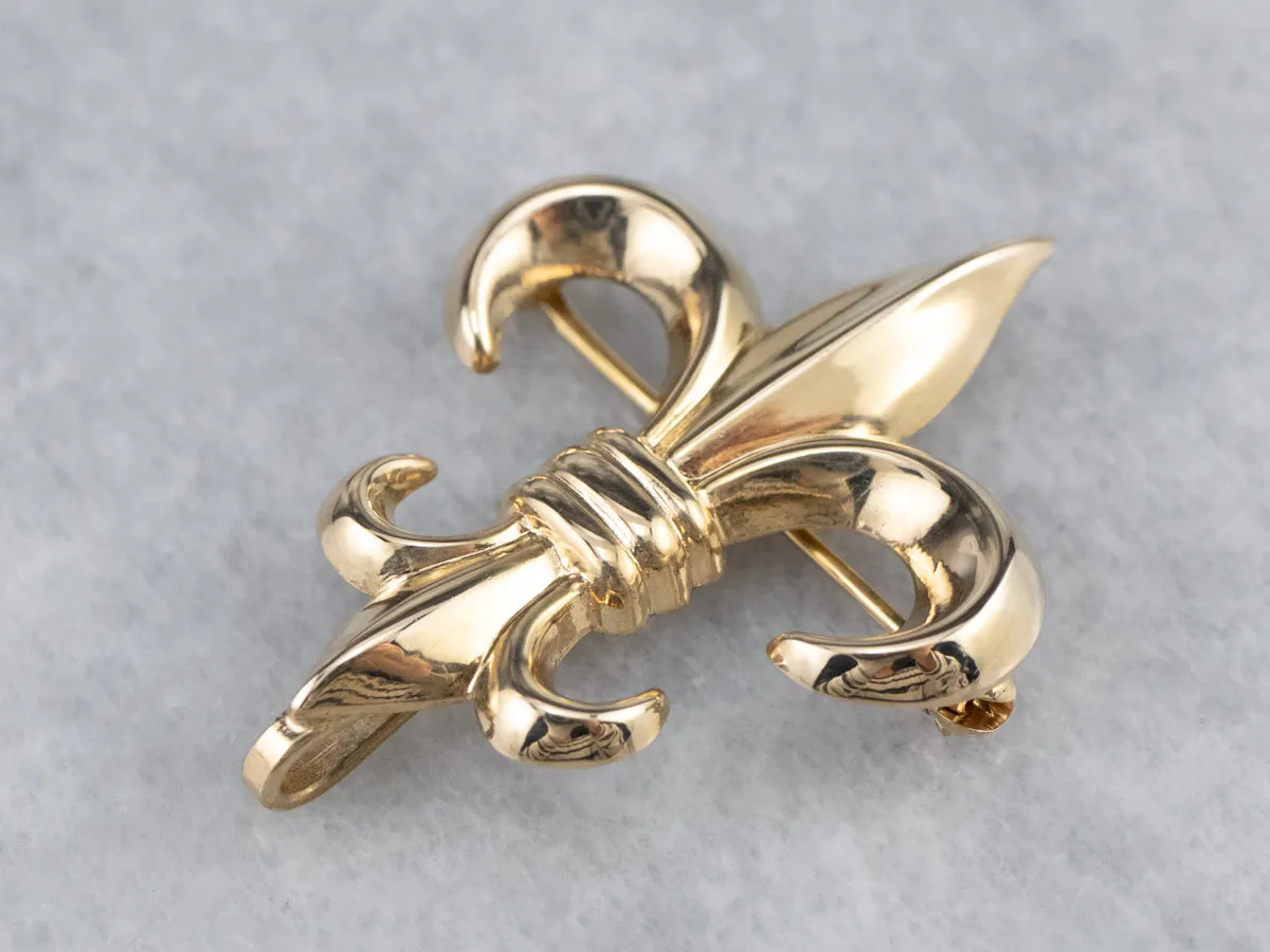 14K Gold Fleur de Lis Watch Pin