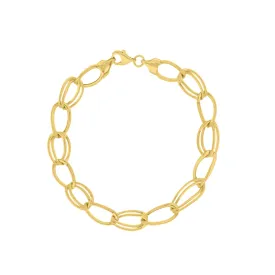 14k Gold Oval Link Bracelet, 7.25"