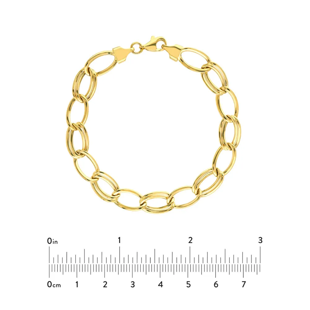 14k Gold Oval Link Bracelet, 7.25"