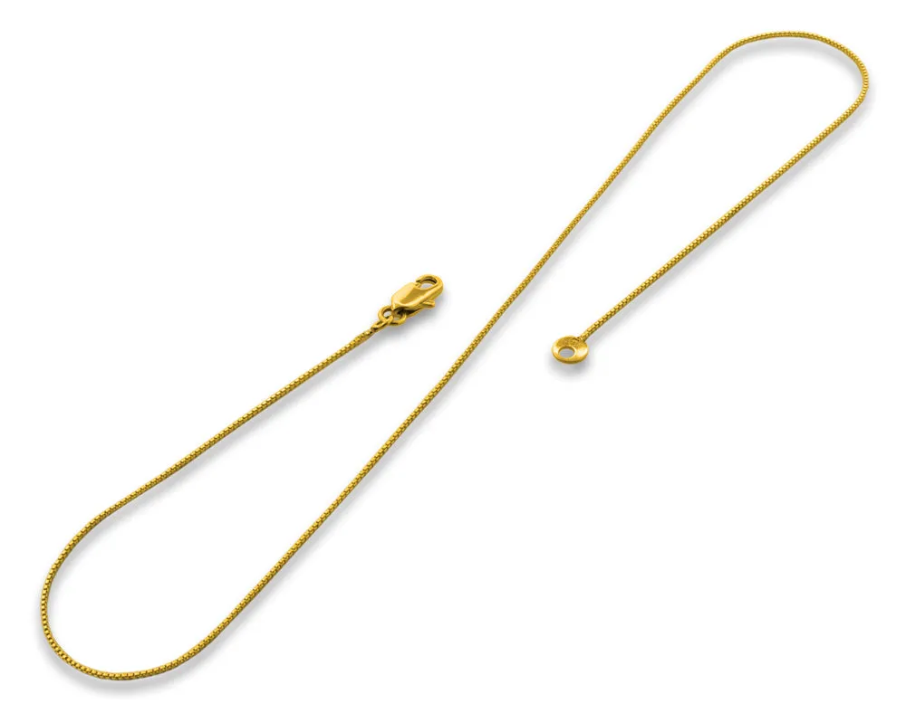 14K Gold Plated 16" Box Brass Chain Necklace 1.0mm