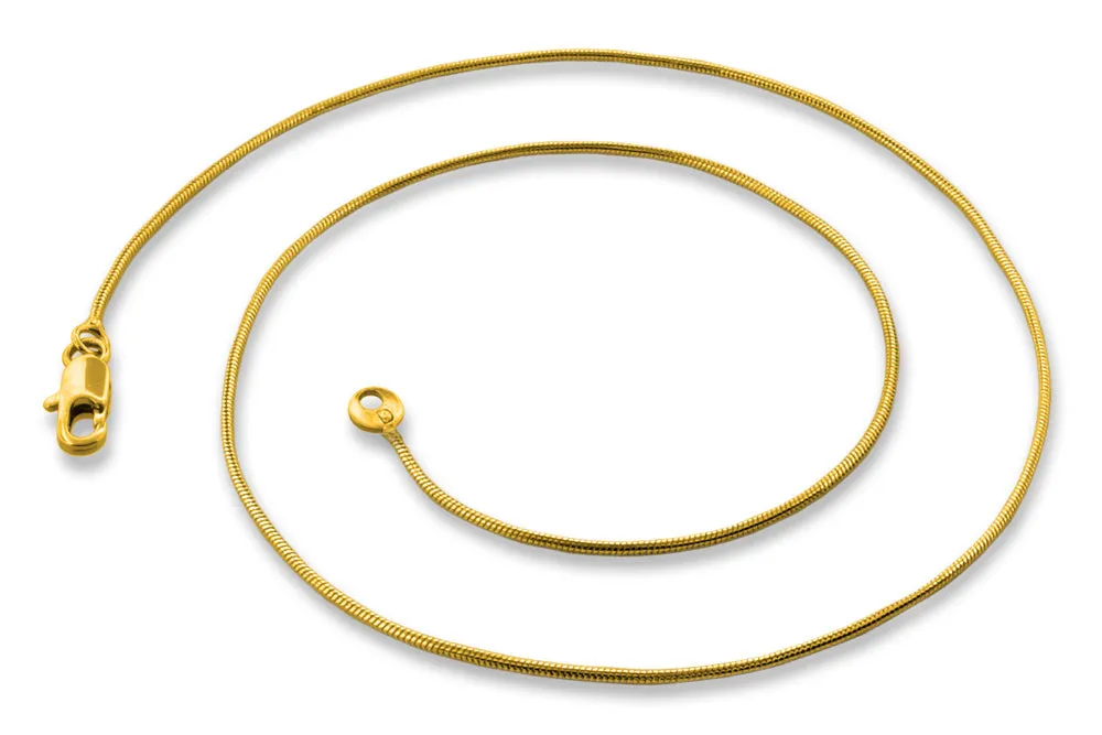 14K Gold Plated 16" Snake Brass Chain Necklace 1.13mm