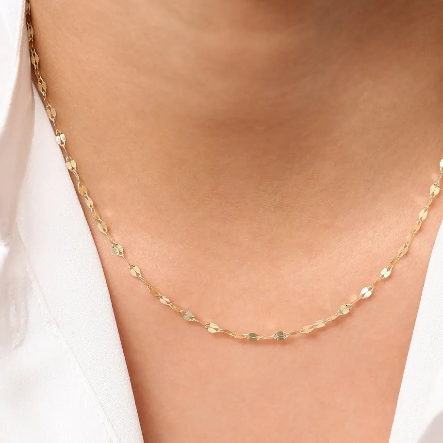 14K Gold Sparkle Diamond Cut Chain