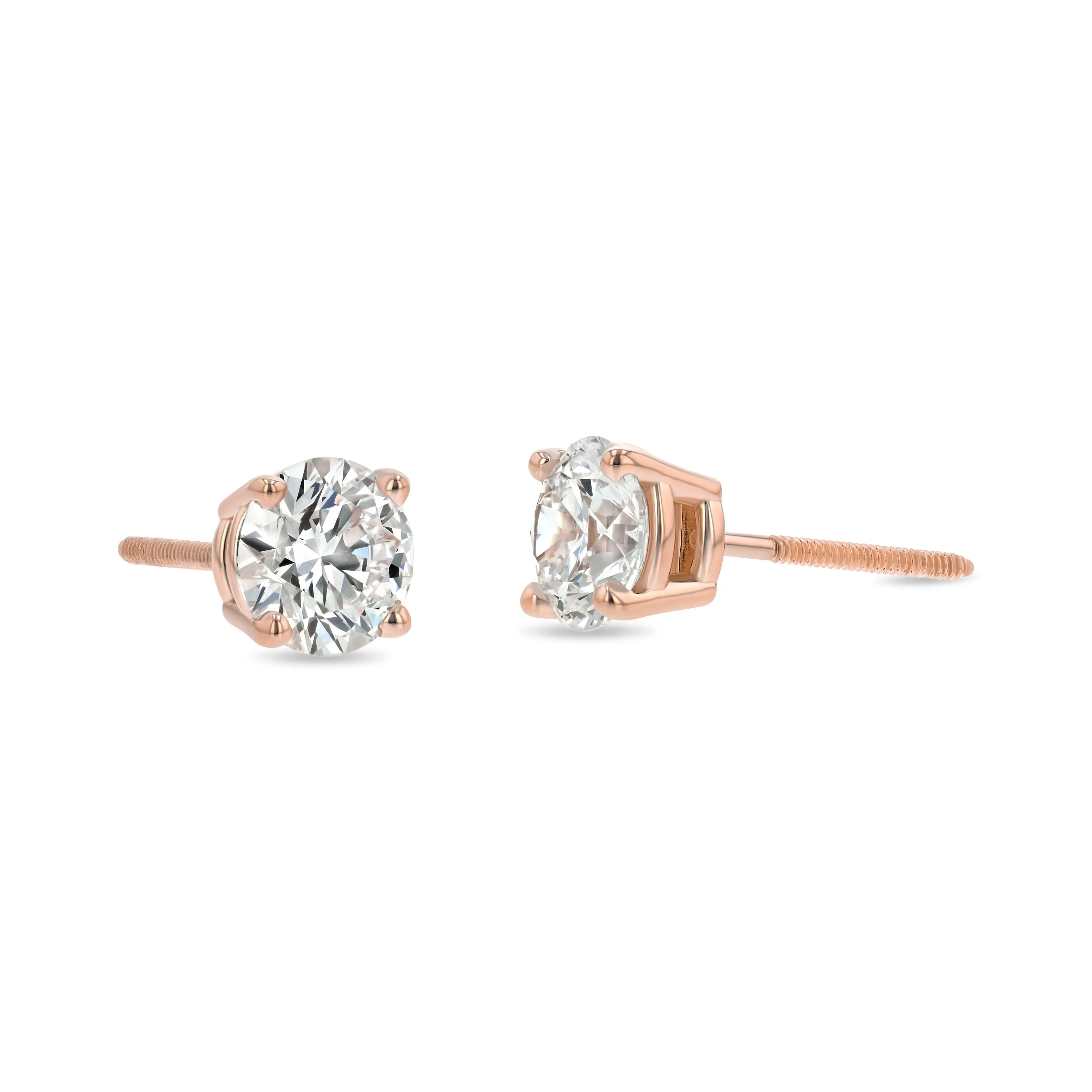 14k Rose Gold 4-prong Round Brilliant Diamond Stud Earrings (0.52 Ct. T.w., Si1-si2 Clarity, H-i Color)