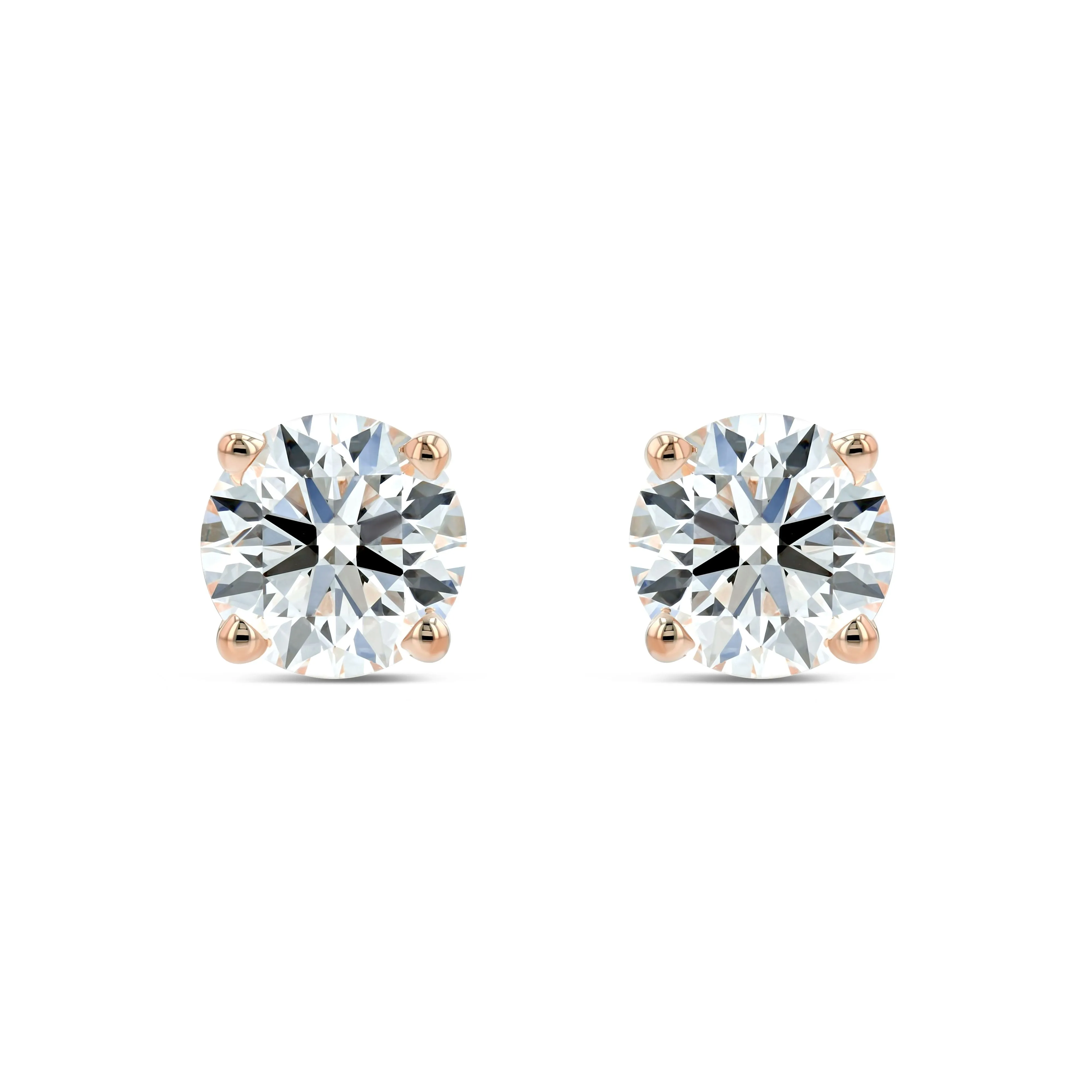 14k Rose Gold 4-prong Round Brilliant Diamond Stud Earrings (0.52 Ct. T.w., Si1-si2 Clarity, H-i Color)