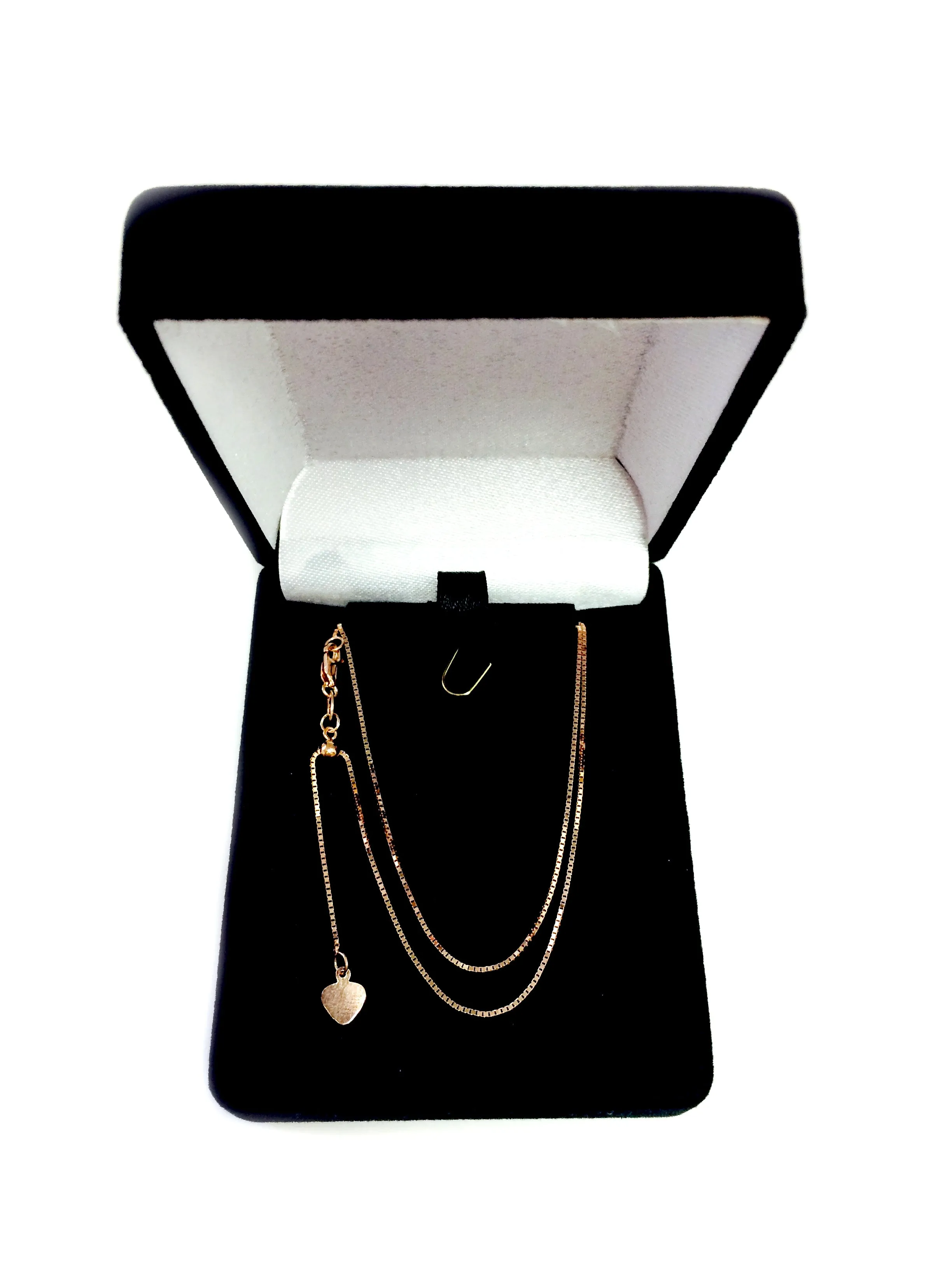 14k Rose Gold Adjustable Box Chain Necklace, 0.7mm, 22"