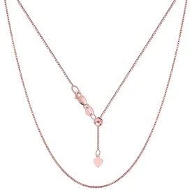 14k Rose Gold Adjustable Box Chain Necklace, 0.7mm, 22"