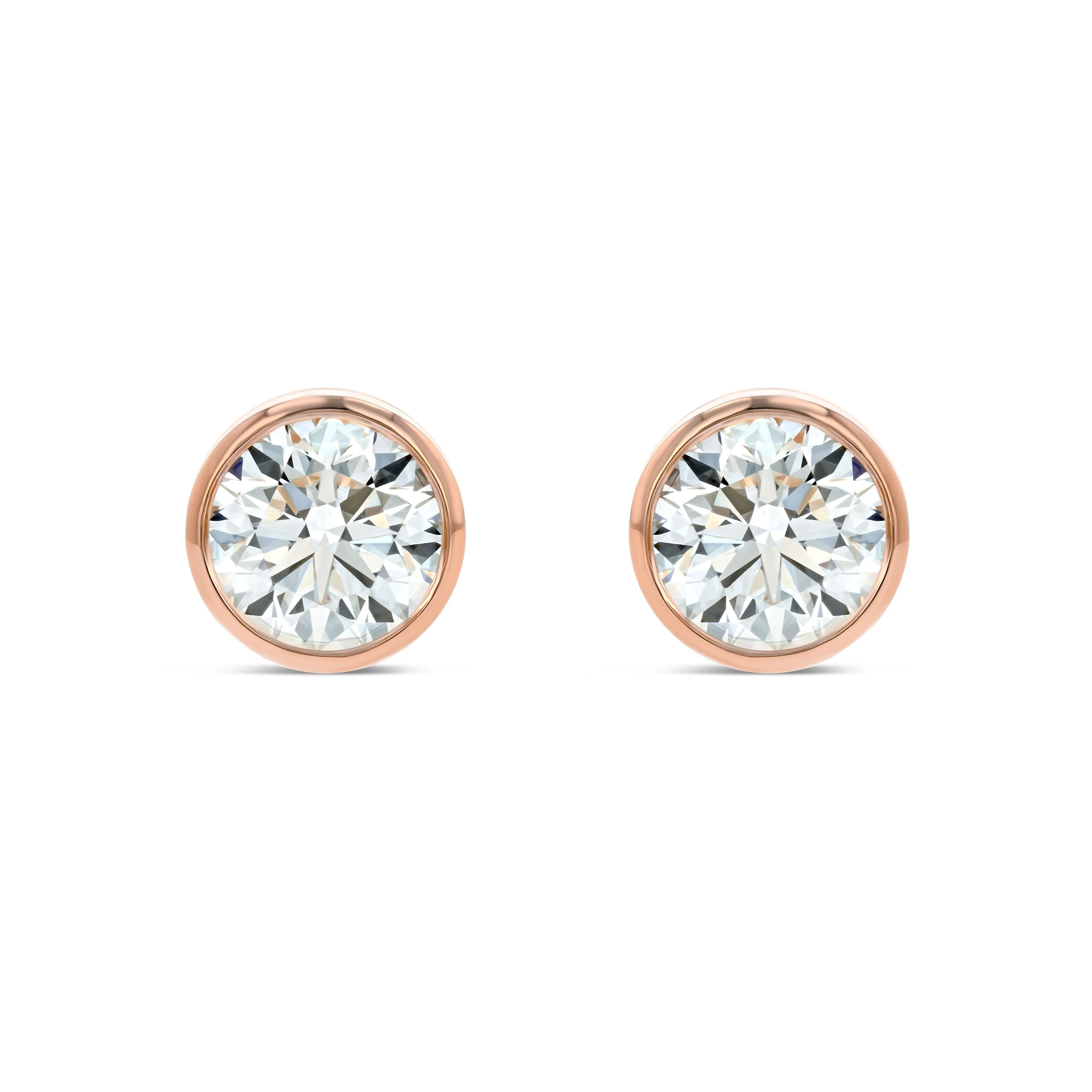 14k Rose Gold Bezel Set Round Brilliant Diamond Stud Earrings (0.32 Ct. T.w., Si1-si2 Clarity, J-k Color)