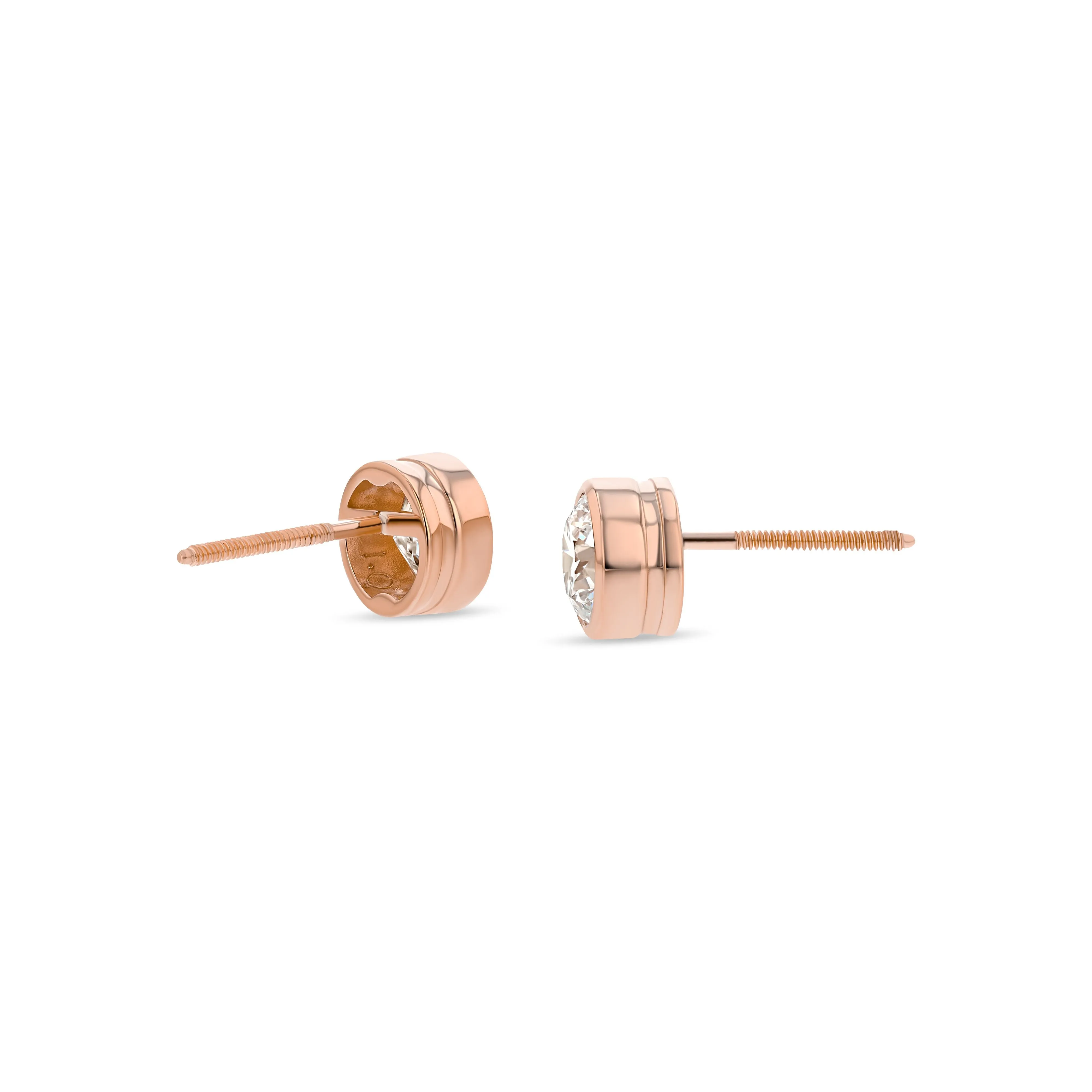 14k Rose Gold Bezel Set Round Brilliant Diamond Stud Earrings (0.32 Ct. T.w., Si1-si2 Clarity, J-k Color)